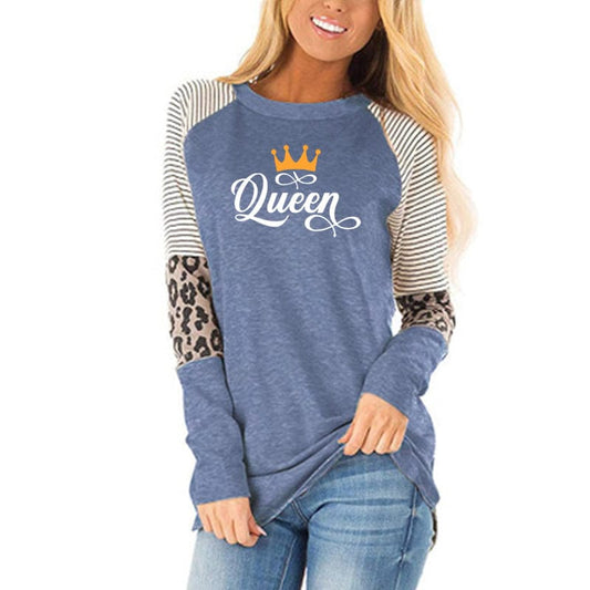 Queen new women tshirtcotton aesthetic long sleeve harajuku custom logo oversize tee girl top printed shirts
