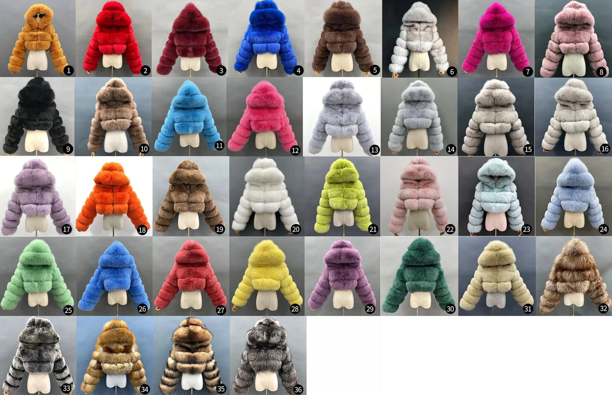 Quick Shipping deep hood fox fur zipper women winter real fur coat wholesale