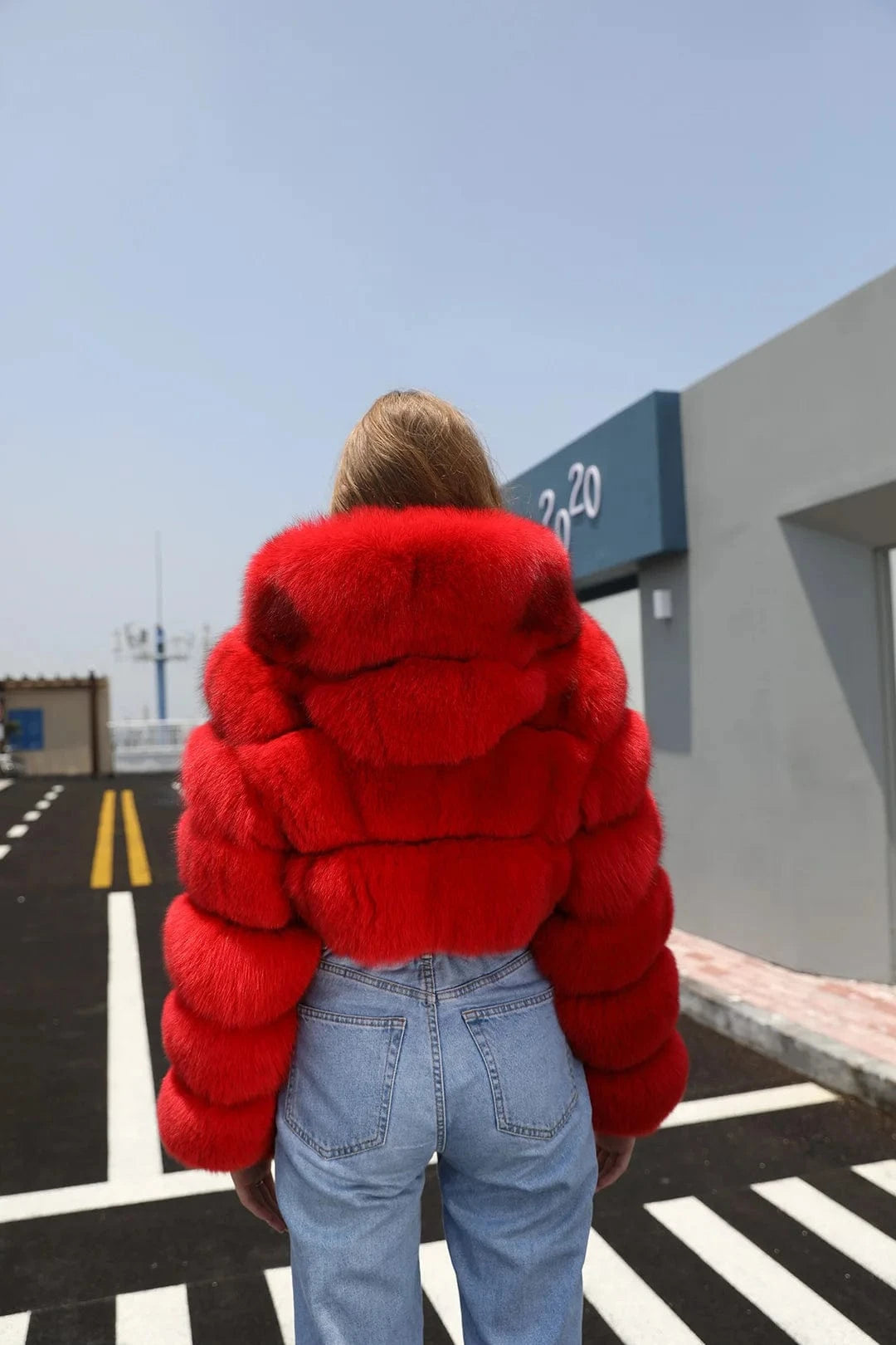 Quick Shipping deep hood fox fur zipper women winter real fur coat wholesale