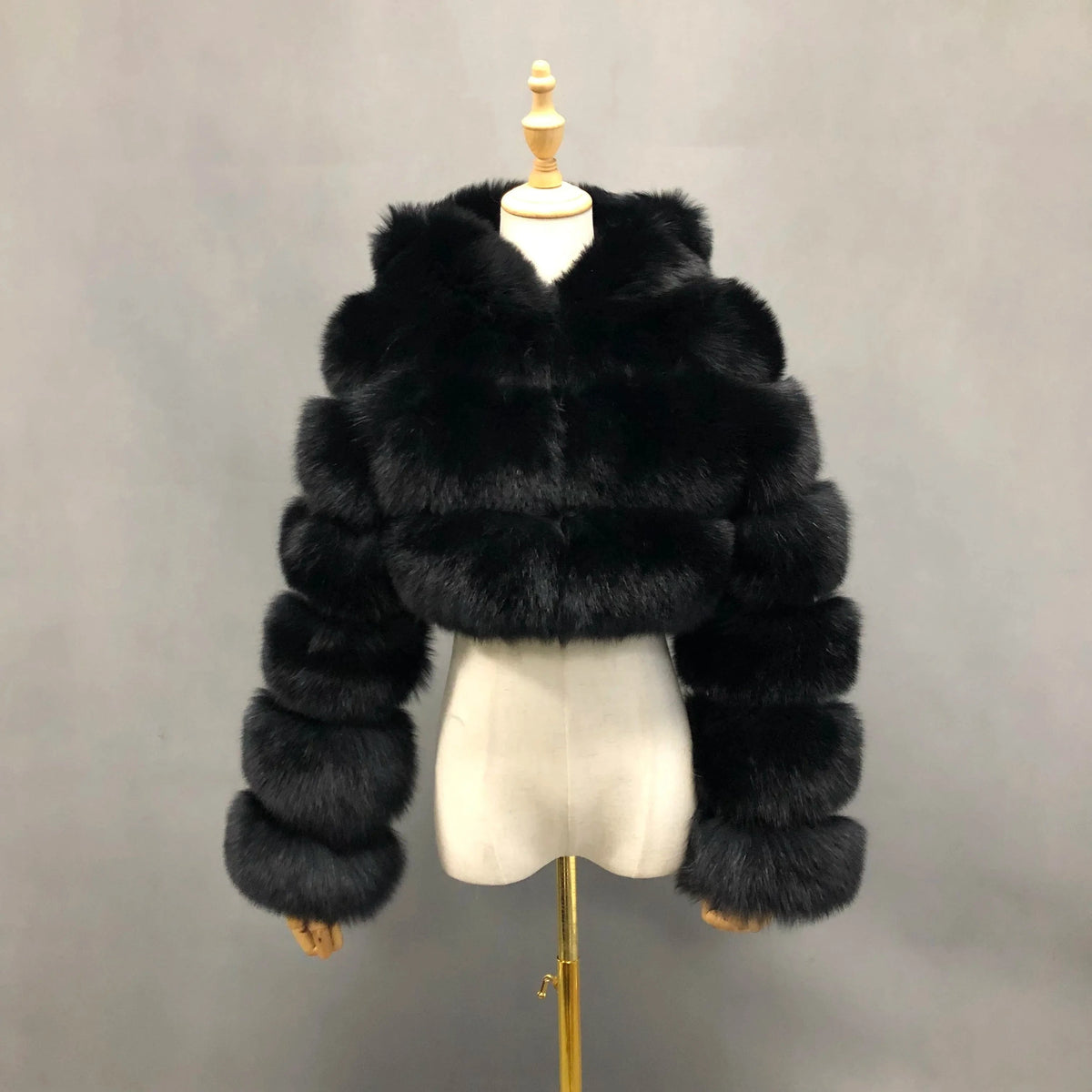 Quick Shipping deep hood fox fur zipper women winter real fur coat wholesale