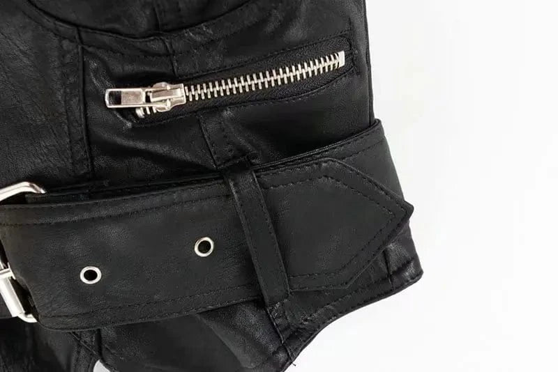 R10700S Women's hot sale high quality spring new arrival leather outfit sexy tops