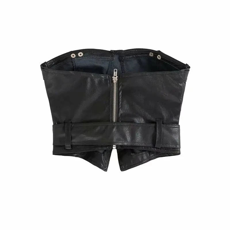 R10700S Women's hot sale high quality spring new arrival leather outfit sexy tops