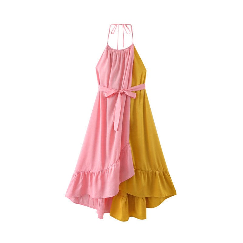 R13637S Women's spring new arrival clothing fashion bright fabric contrast color long elegant dress