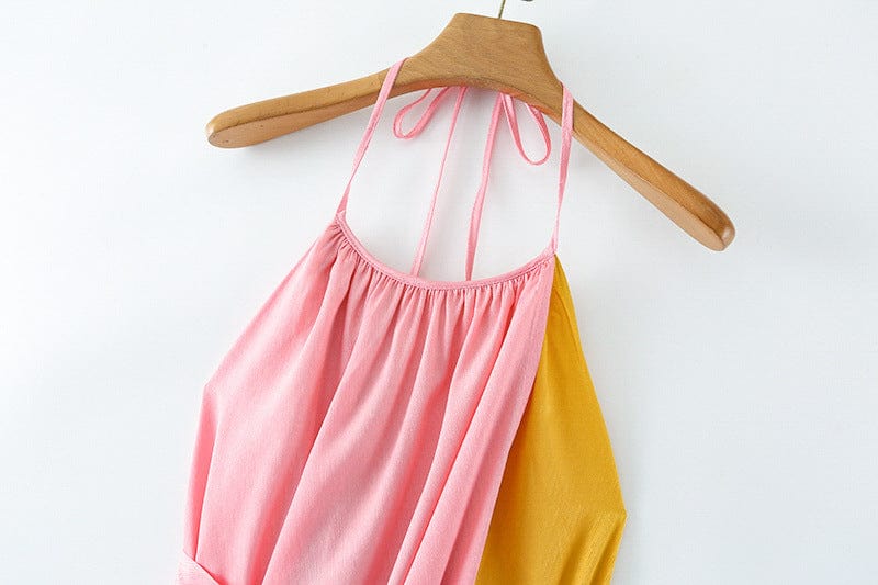 R13637S Women's spring new arrival clothing fashion bright fabric contrast color long elegant dress