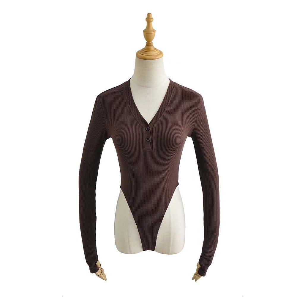 R13689S Women's hot sale spring new fashionable solid color V-neck slim long sleeves sexy jumpsuit