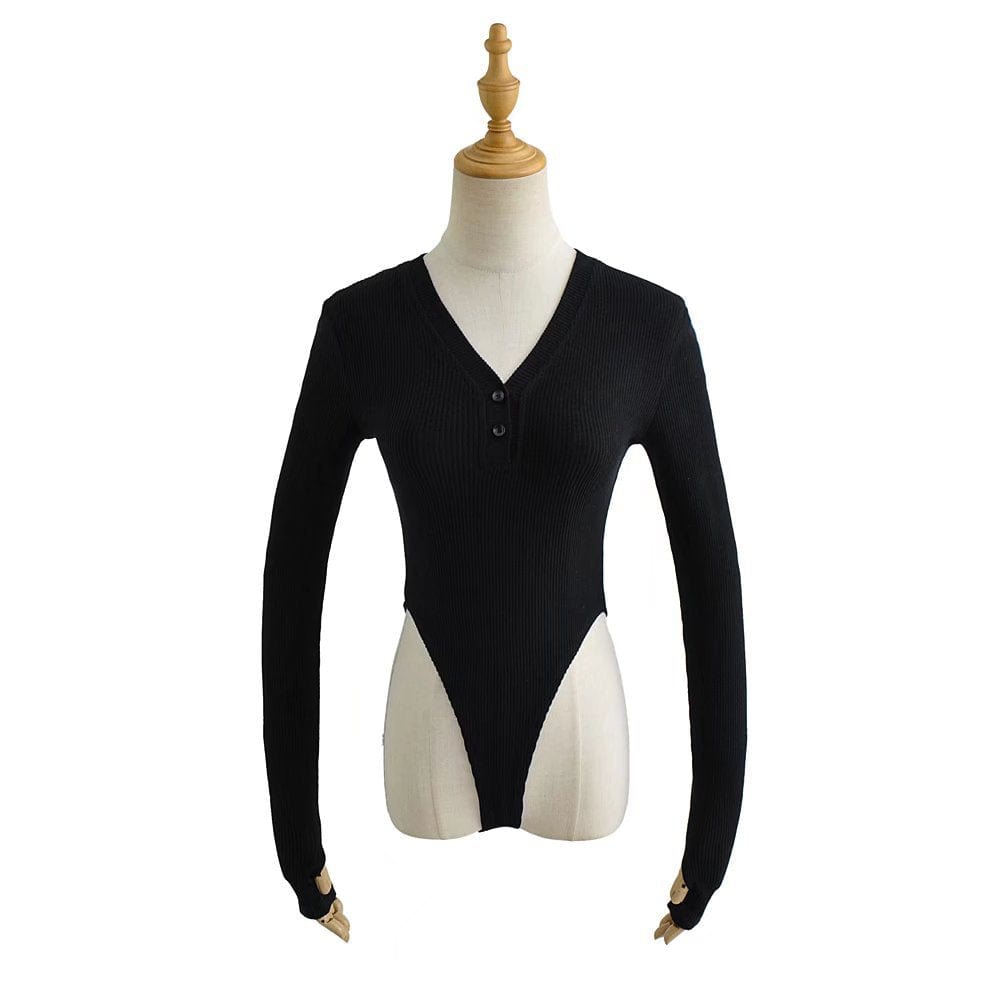 R13689S Women's hot sale spring new fashionable solid color V-neck slim long sleeves sexy jumpsuit