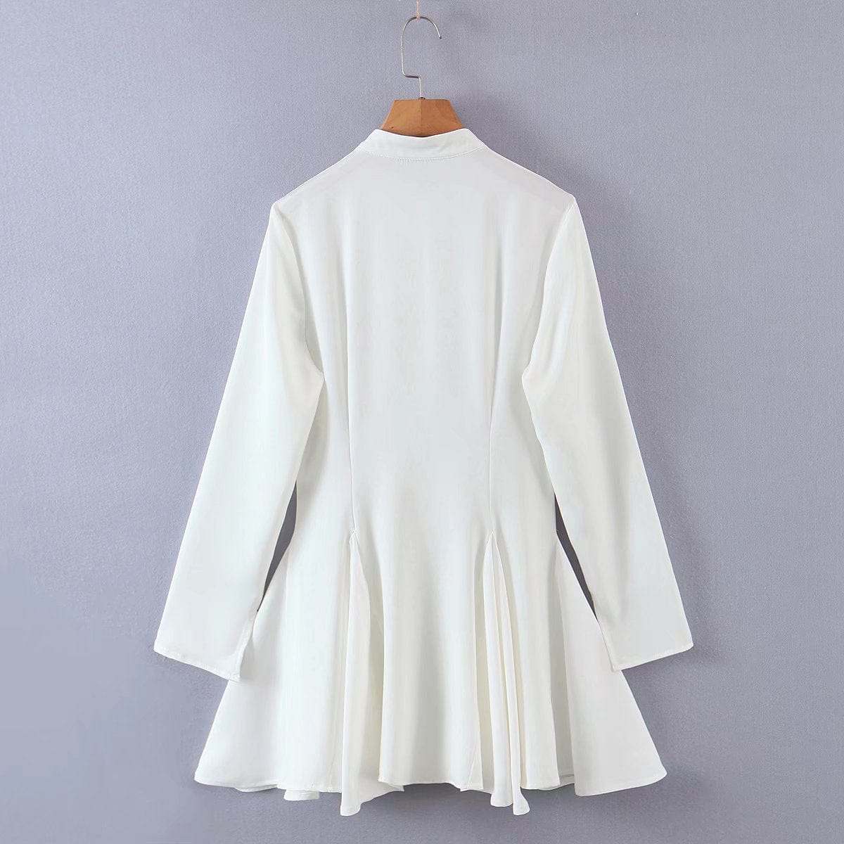 R20066S Women's new spring fashion solid color shirt-style single-breasted casual dress short skirt