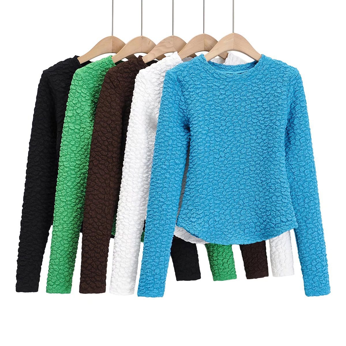 R41529S women's fashion solid color thick bottoming shirt slim blouses