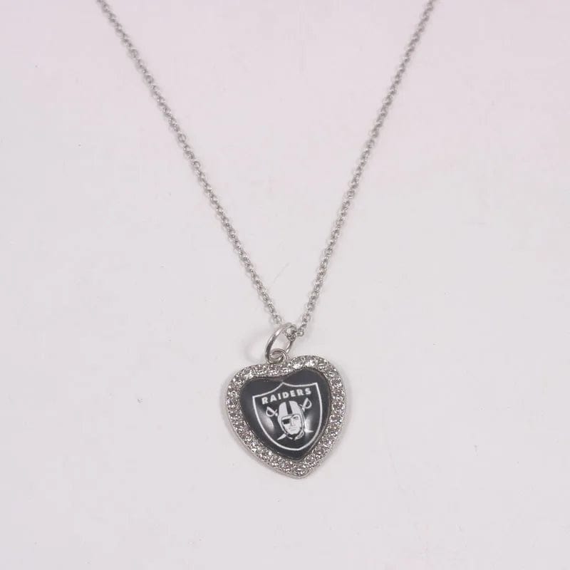 raiders New Arrival 32 designs rhinestone heart American football pendant charms accessories stainless steel necklace heart necklace