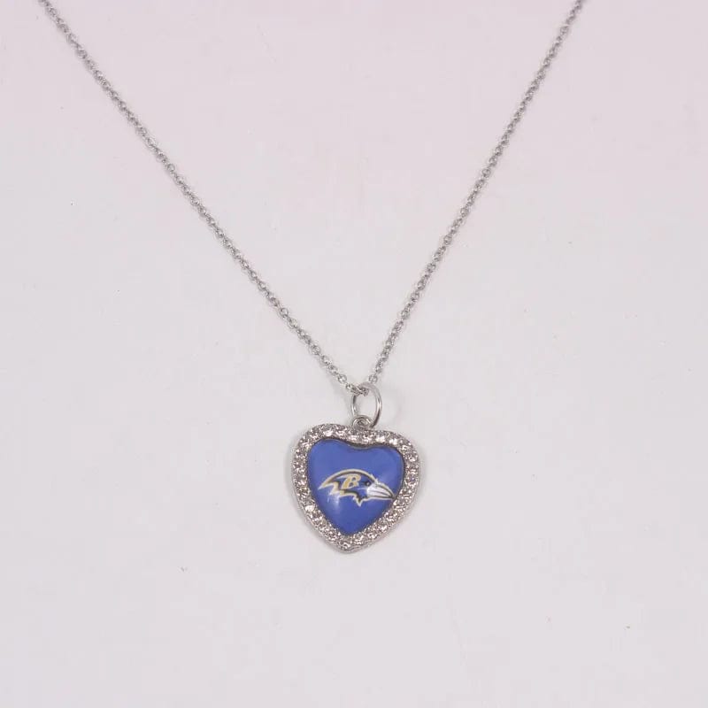 ravens New Arrival 32 designs rhinestone heart American football pendant charms accessories stainless steel necklace heart necklace
