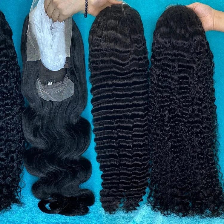 Ready to Ship 11A Grade Virgin Human Hair 180% Density Hd Transparent lace deep wave 13x4 lace front human hair deep wave wig
