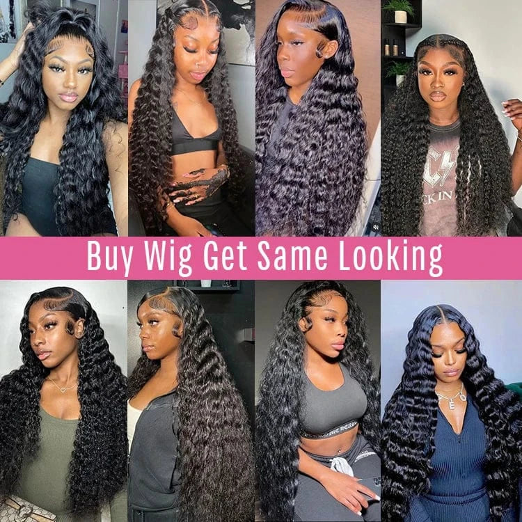 Ready to Ship 11A Grade Virgin Human Hair 180% Density Hd Transparent lace deep wave 13x4 lace front human hair deep wave wig