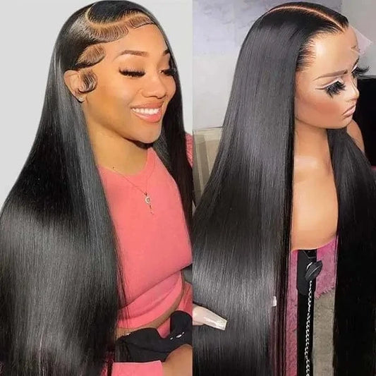 Ready to Ship 11A Grade Virgin Human Hair 180% Density Hd Transparent lace Full front wigs Pre plucked Bone Natural straight Wig