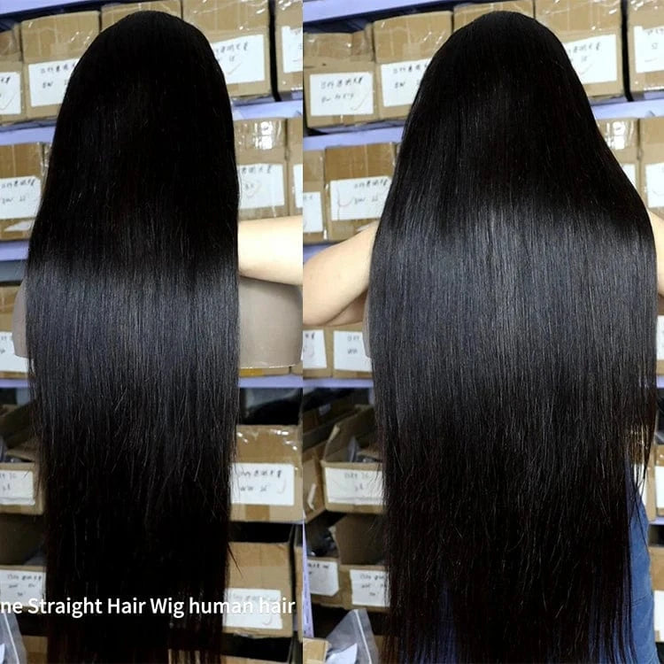 Ready to Ship 11A Grade Virgin Human Hair 180% Density Hd Transparent lace Full front wigs Pre plucked Bone Natural straight Wig