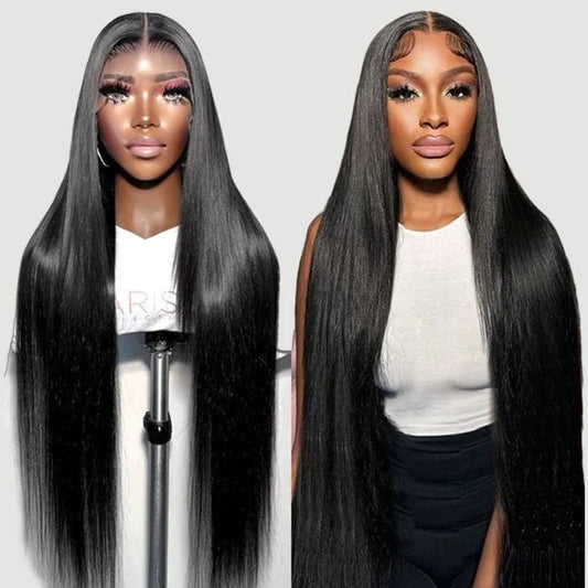 Ready to Ship 11A Grade Virgin Human Hair 180% Density Hd Transparent lace Full front wigs Pre plucked Bone Natural straight Wig