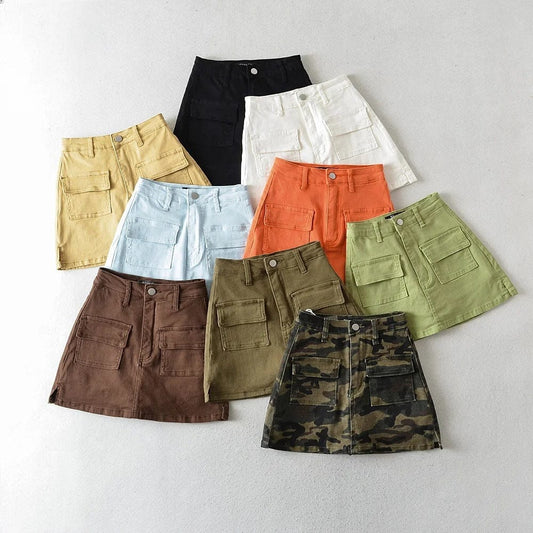 Ready to ship wholesale clothing candy color sexy A line mini cute ladies womens skirts