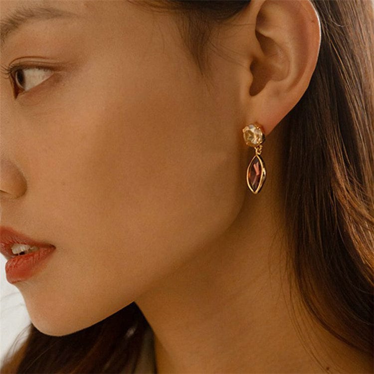 Red Aimgal Simple geometric gem earrings elegant long earrings fashion retro personalized design metal earrings for women