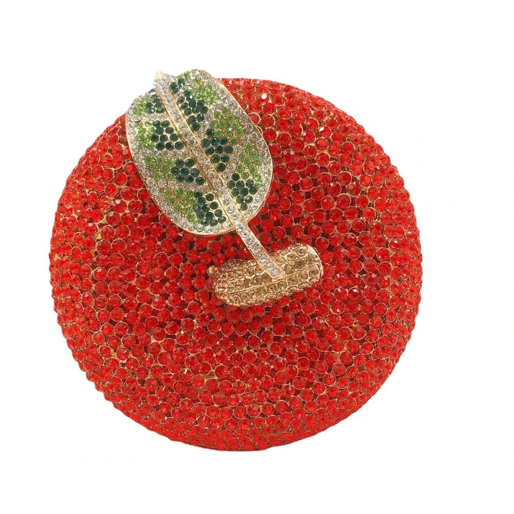 Red apple Dropshipping fashion apple shaped evening bag crystal rhinestone clutch bag purse for women luxury