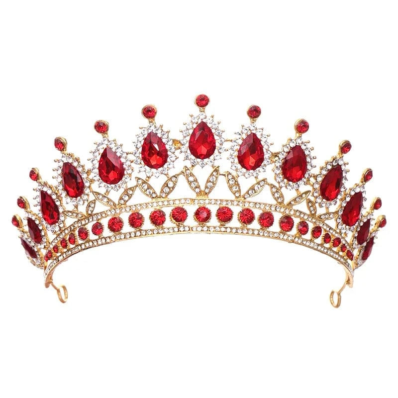 Red Bridal Crystal Tiara Crown Baroque Crown Headband Tiara Wedding Accessories