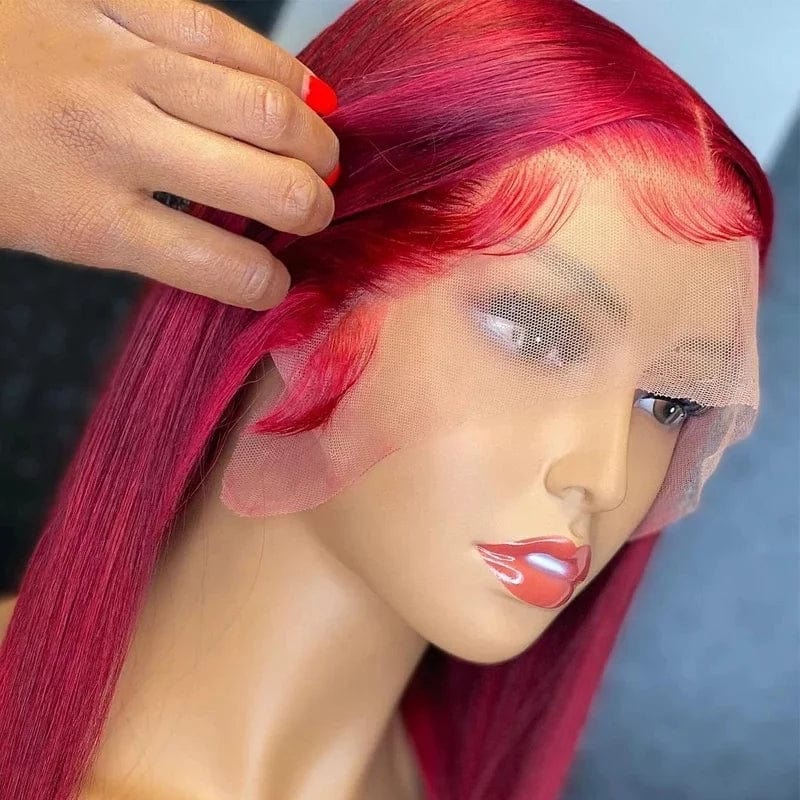 Red Colored Wigs Lace Front Wigs Human Hair Pre Plucked Straight Brazilian Virgin Hair Glueless Lace Wigs for Woma
