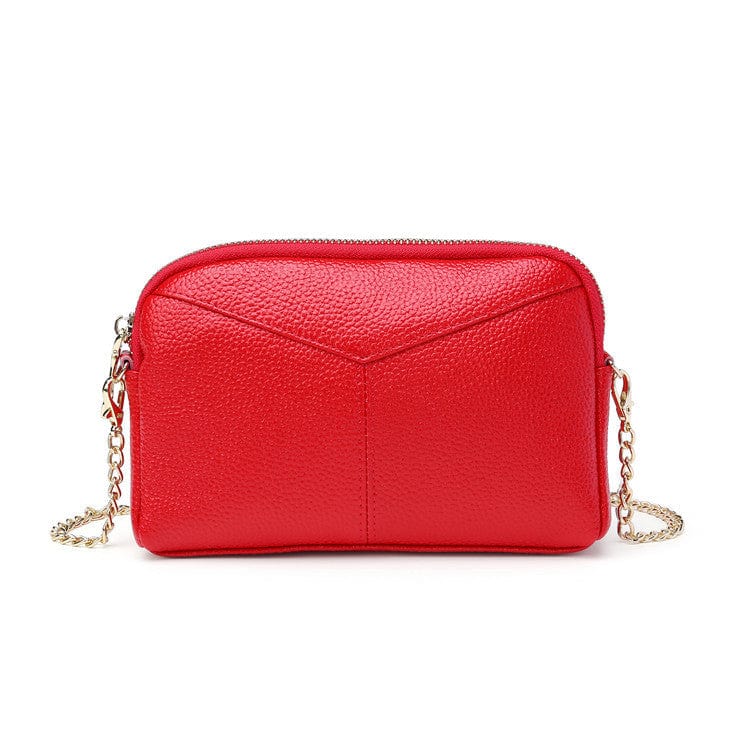 Red fashion genuine leather bag chain shoulder bag mini messenger woman crossbody bag for girls