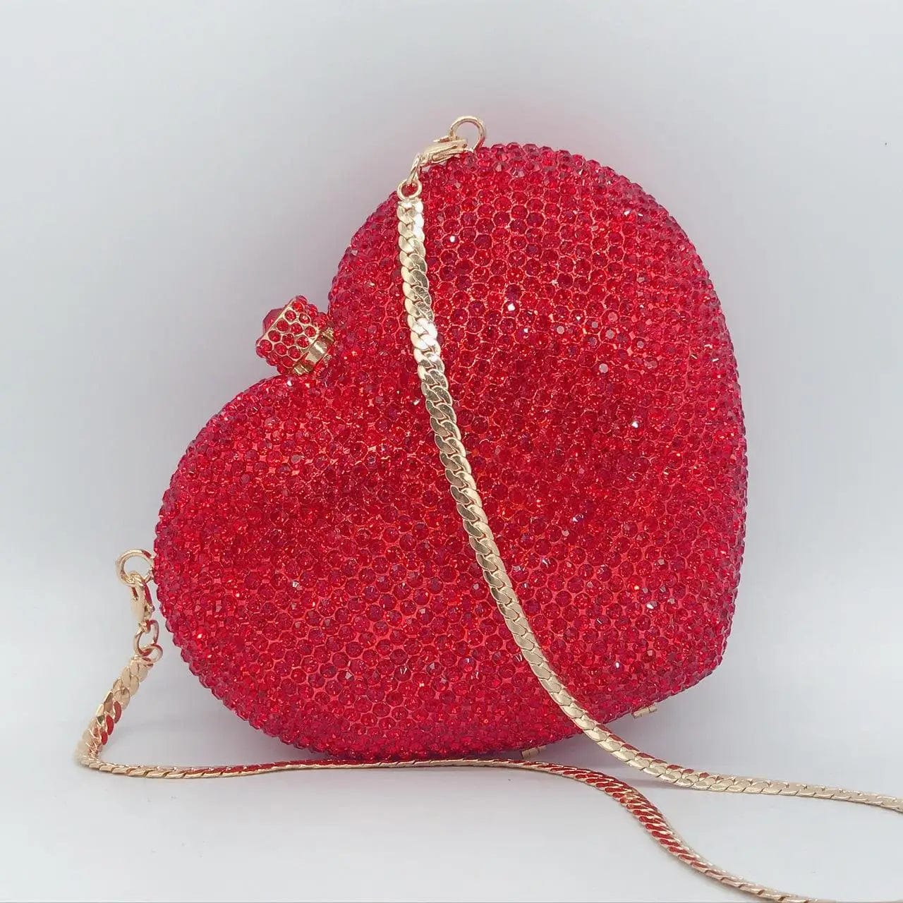 Red Original Factory Luxury Clutches Evening bags Pink Heart Rhinestone Bag Heart Shape Purse Crystal Handbag Party bags Women