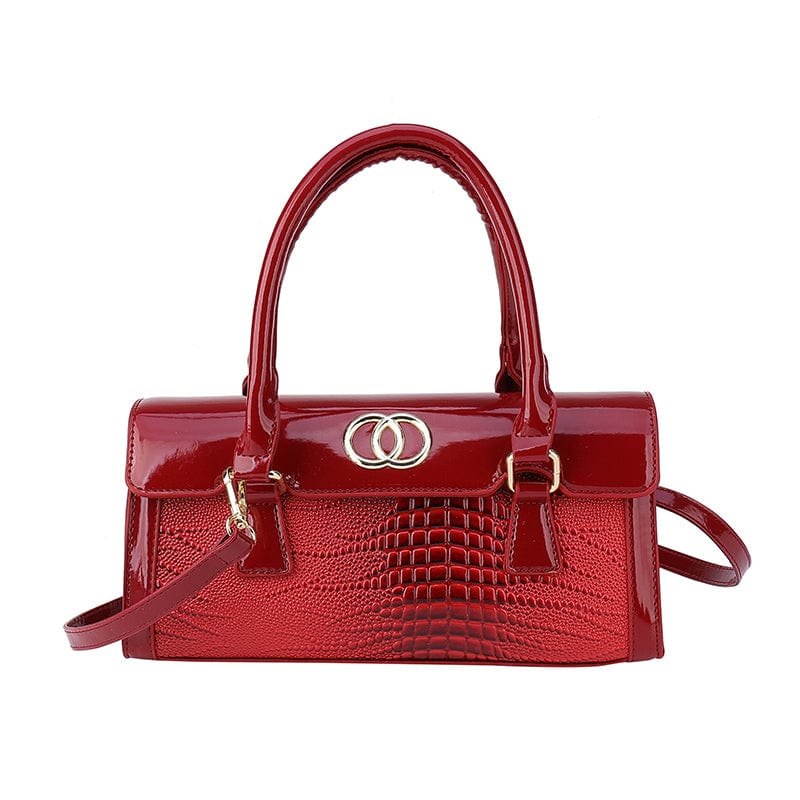 Red Patent Leather Branded Bags Luxury Women Wholesale Top Handle Crocodile Pattern Purses and Handbags 2023