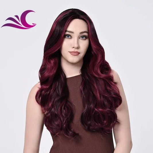 Red Piano Highlight Sex Colorful Futura Silk Protein Heat Resistant Synthetic Lace Front Wigs for Cospaly Daily Party