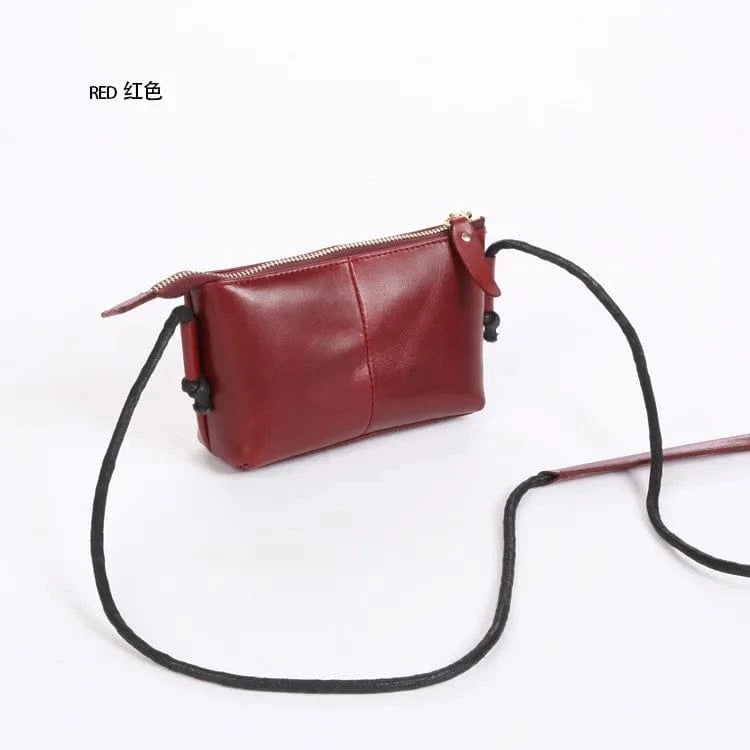 Red Popular Fashion Messenger Bag Genuine Leather Cross-body Bag for Women