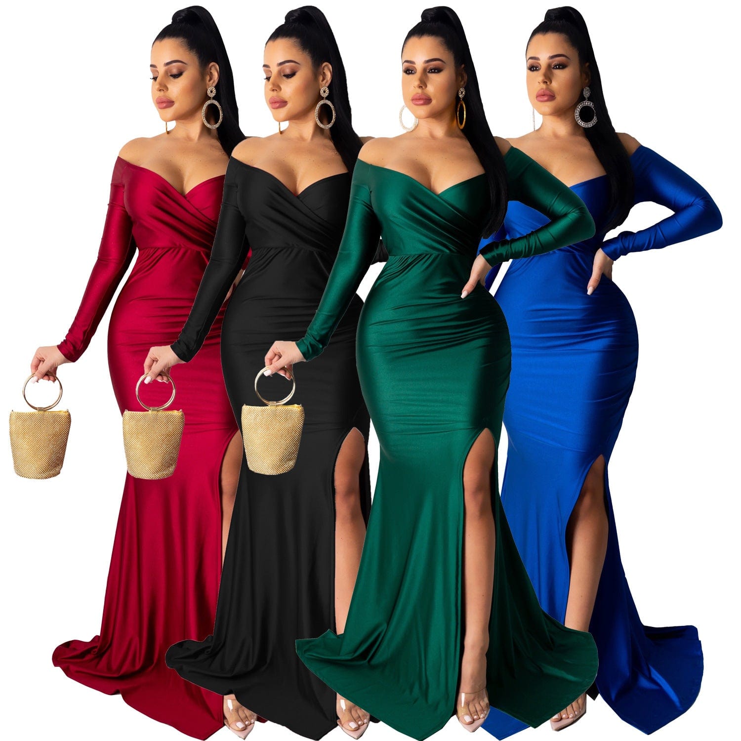 Red Split Birthday Dress For Women Vestidos Fiesta Cocktail Party Dresses Ladies Velvet Sexy Maxi Bodycon Prom Dress