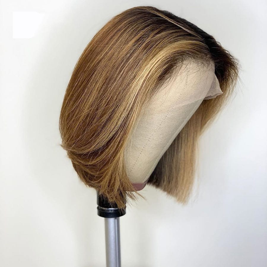 Red Wave Cut Bob Side Part Short Wig Virgin Colorful Cuticle Aligned Human Hair HD Lace Front Wigs