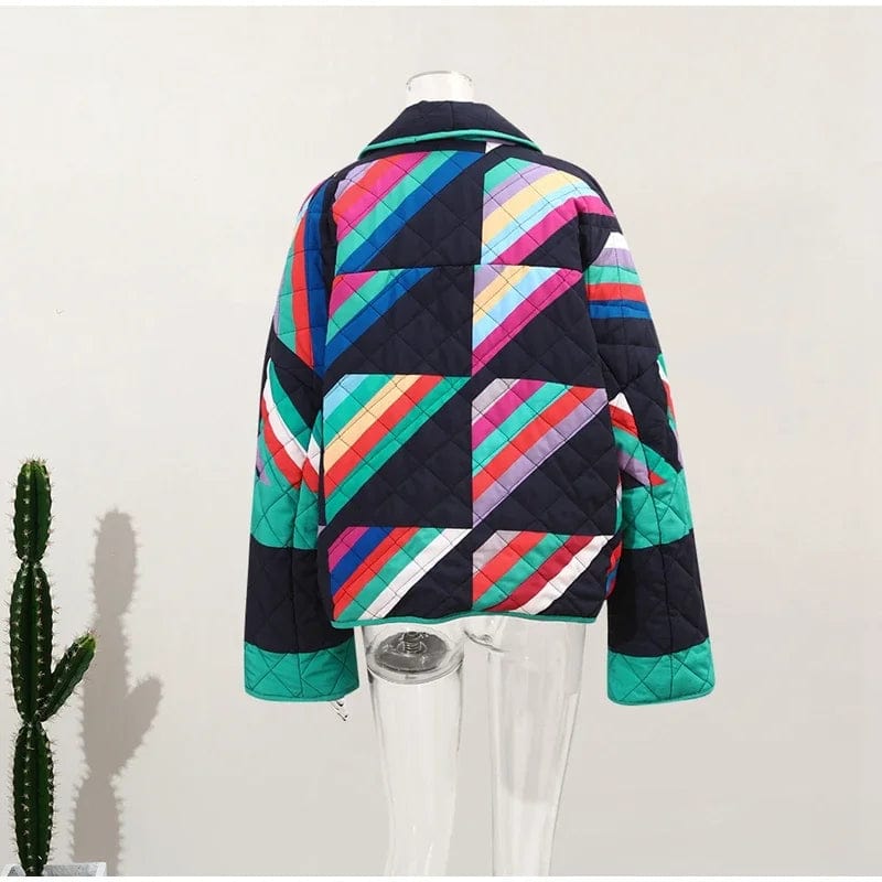 RedPeony 2023 Female Loose Chic Street Outwear Fashion New Long Sleeve Contrast Cardigan Coats Women Stripe Print Cotton Jacket