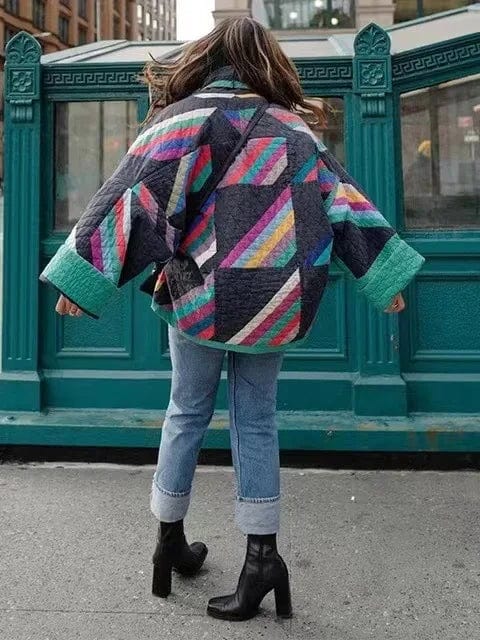 RedPeony 2023 Female Loose Chic Street Outwear Fashion New Long Sleeve Contrast Cardigan Coats Women Stripe Print Cotton Jacket