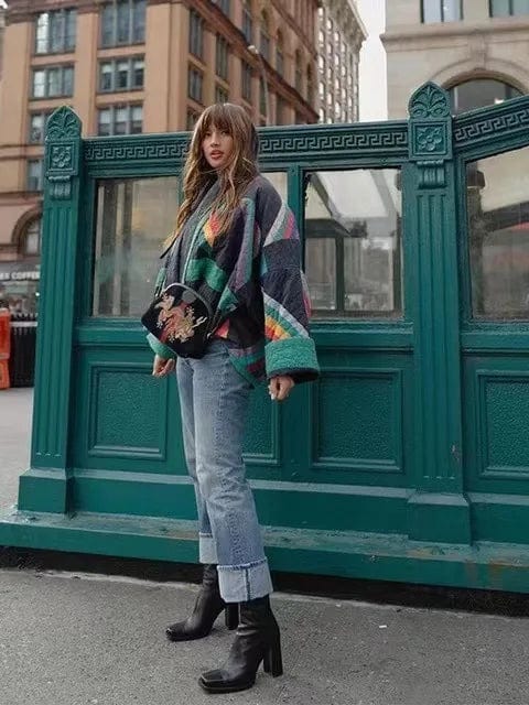 RedPeony 2023 Female Loose Chic Street Outwear Fashion New Long Sleeve Contrast Cardigan Coats Women Stripe Print Cotton Jacket