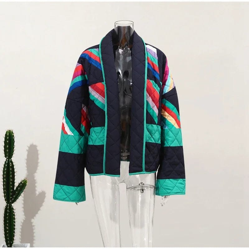 RedPeony 2023 Female Loose Chic Street Outwear Fashion New Long Sleeve Contrast Cardigan Coats Women Stripe Print Cotton Jacket