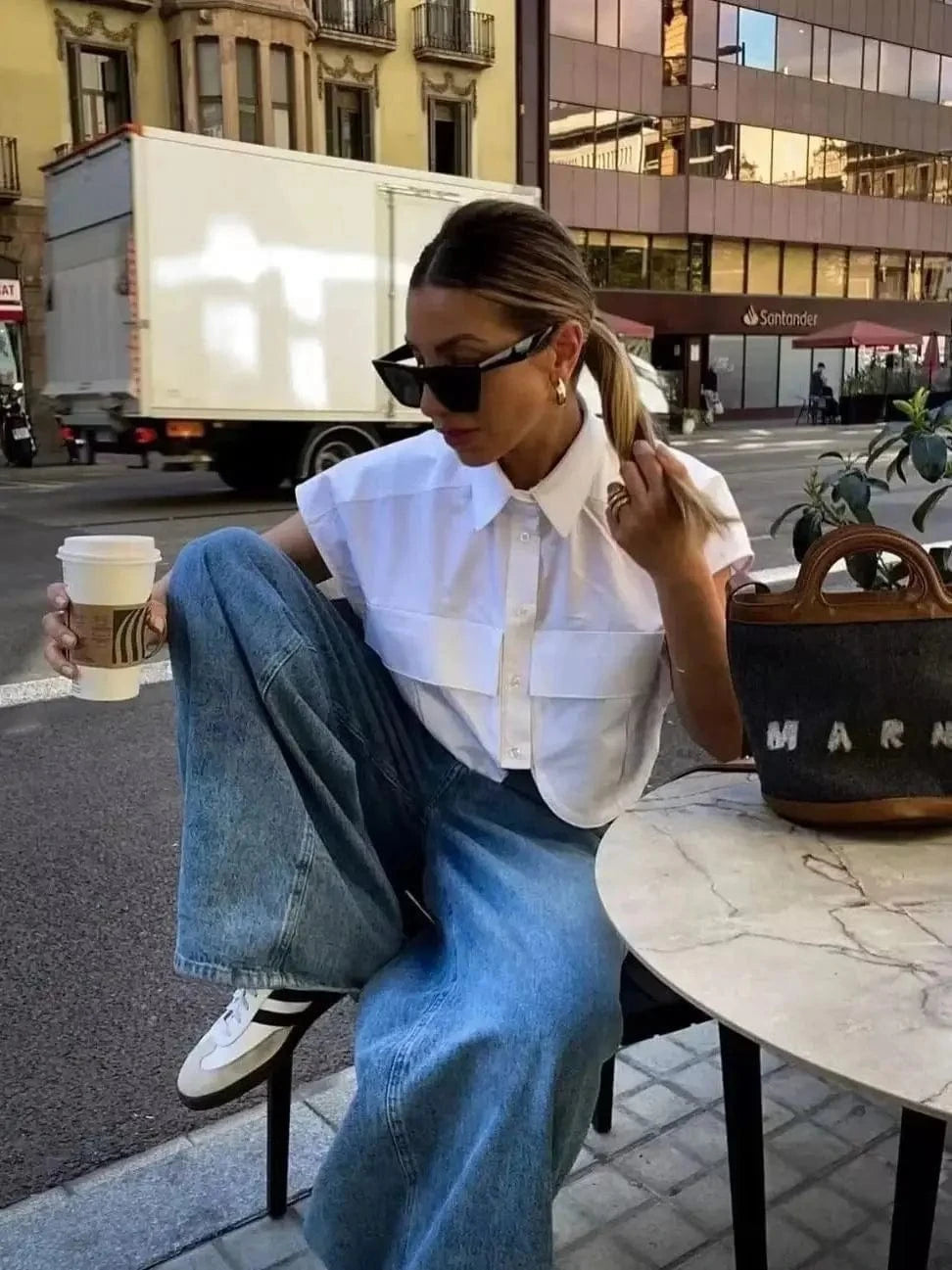 RedPeony 2024 Summer New Women Fashion Pockets Tank Top Female Chic Lady High Street Crop Top  White Cropped Sleeveless Shirt