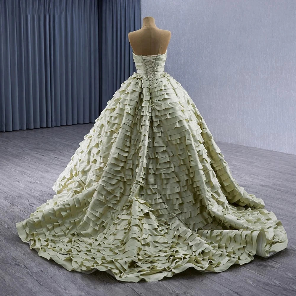 Removable Sleeves Ruffle Skirt Elegant Tulle Bridal Dress Long Tailing Wedding Evening Gown Rsm241023