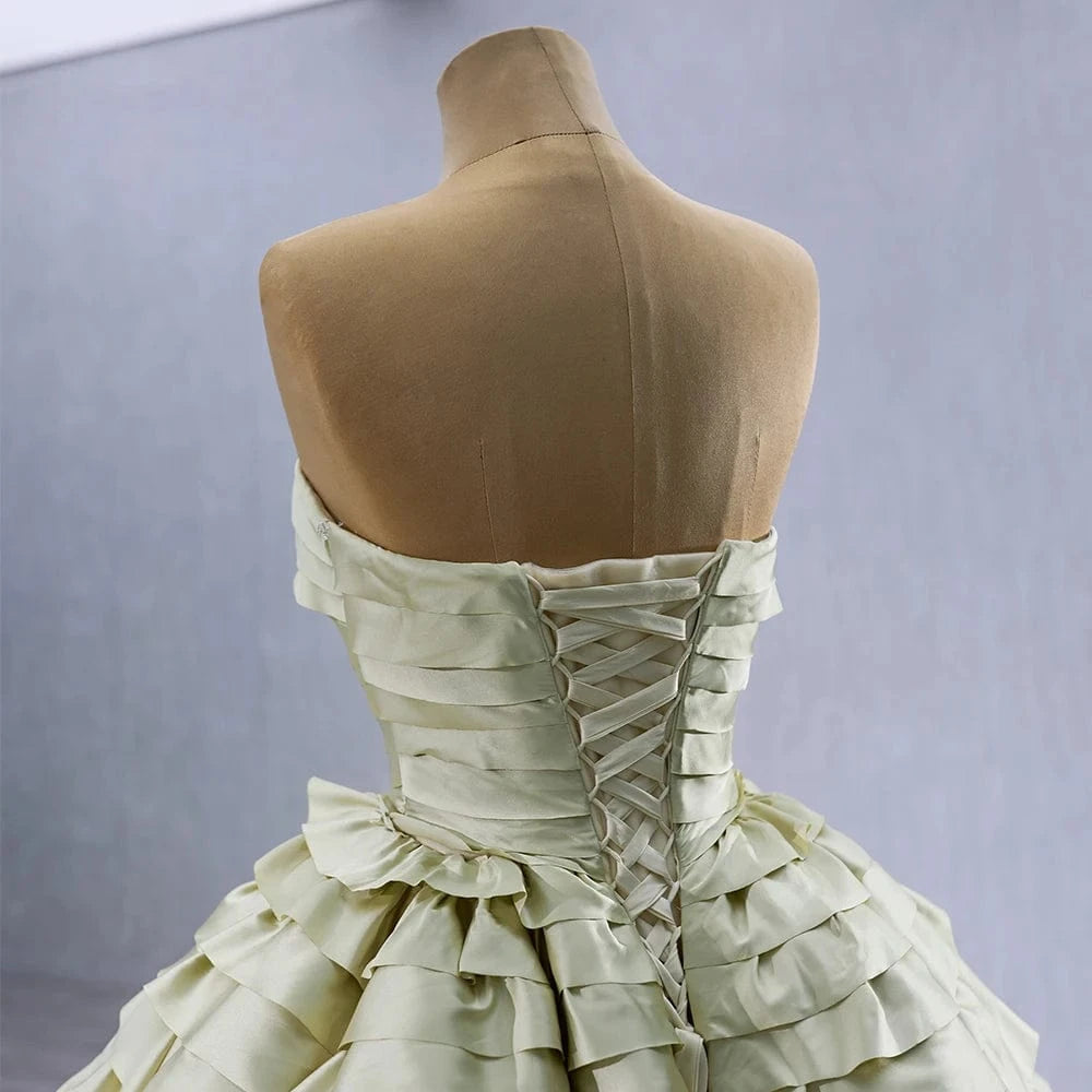 Removable Sleeves Ruffle Skirt Elegant Tulle Bridal Dress Long Tailing Wedding Evening Gown Rsm241023