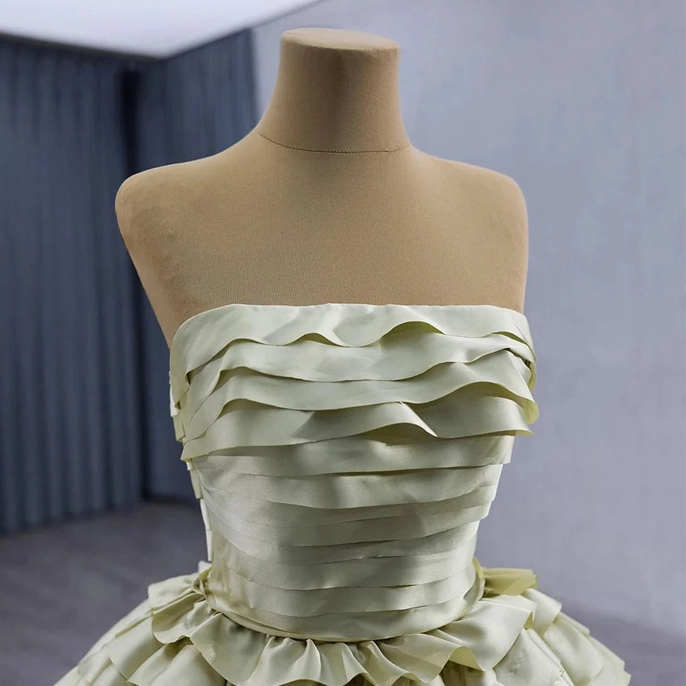 Removable Sleeves Ruffle Skirt Elegant Tulle Bridal Dress Long Tailing Wedding Evening Gown Rsm241023