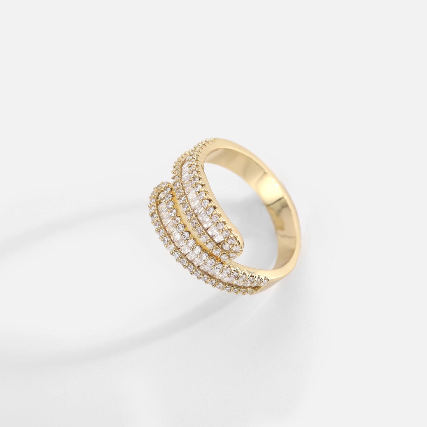 Resizable / 1 IVIAPRO Jewelry New Arrival 18K Gold Plated Geometric Cubic Zircon Open Rings For Women
