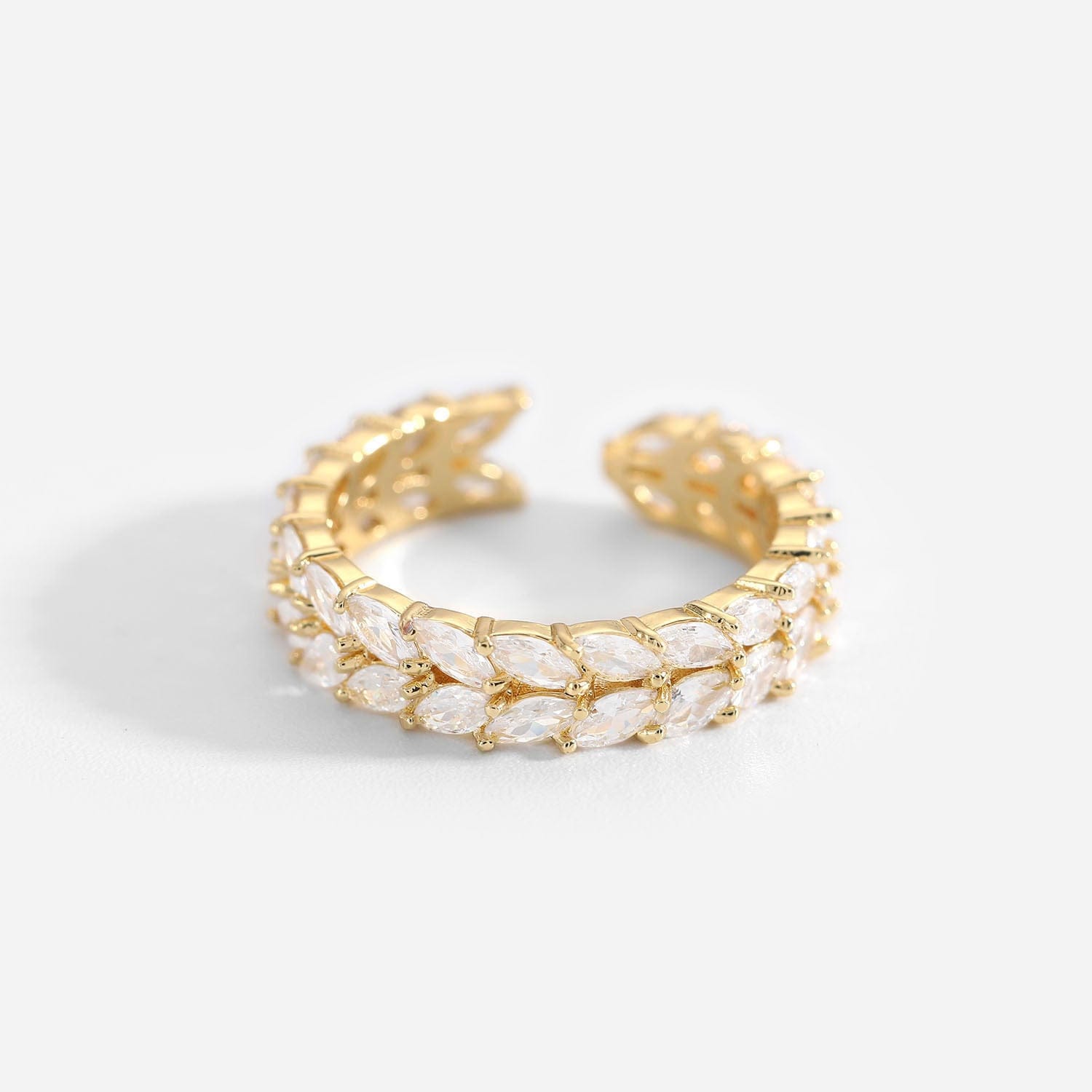 Resizable / 2 IVIAPRO Jewelry New Arrival 18K Gold Plated Geometric Cubic Zircon Open Rings For Women