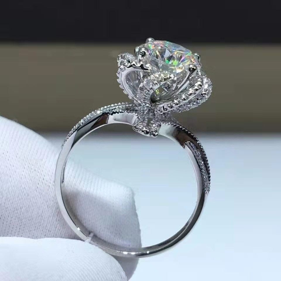 Resizable / silver 2 Carat Heart Shaped Cubic Zirconia Simulated Diamond Solitaire Style Wedding Engagement Anniversary Ring Wholesale