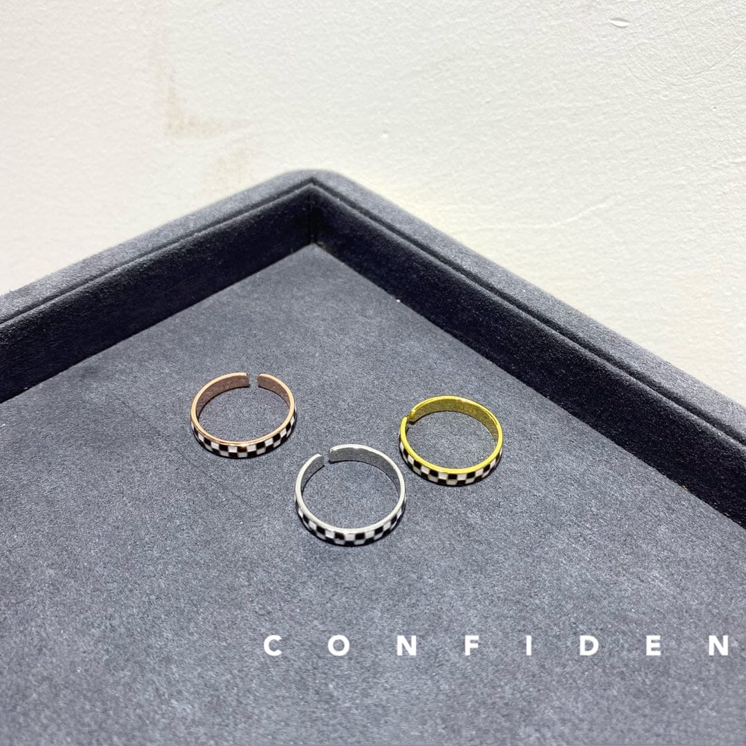 Resizable / White Gold wholesale Fashion Jewelry 925 Sterling Silver 18k Gold Plated Geometry White Black Enamel Chunky Color Open Rings Set For Women