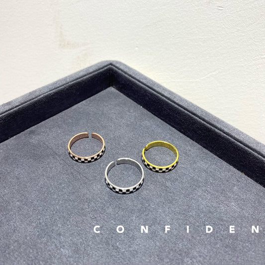 Resizable / White Gold wholesale Fashion Jewelry 925 Sterling Silver 18k Gold Plated Geometry White Black Enamel Chunky Color Open Rings Set For Women