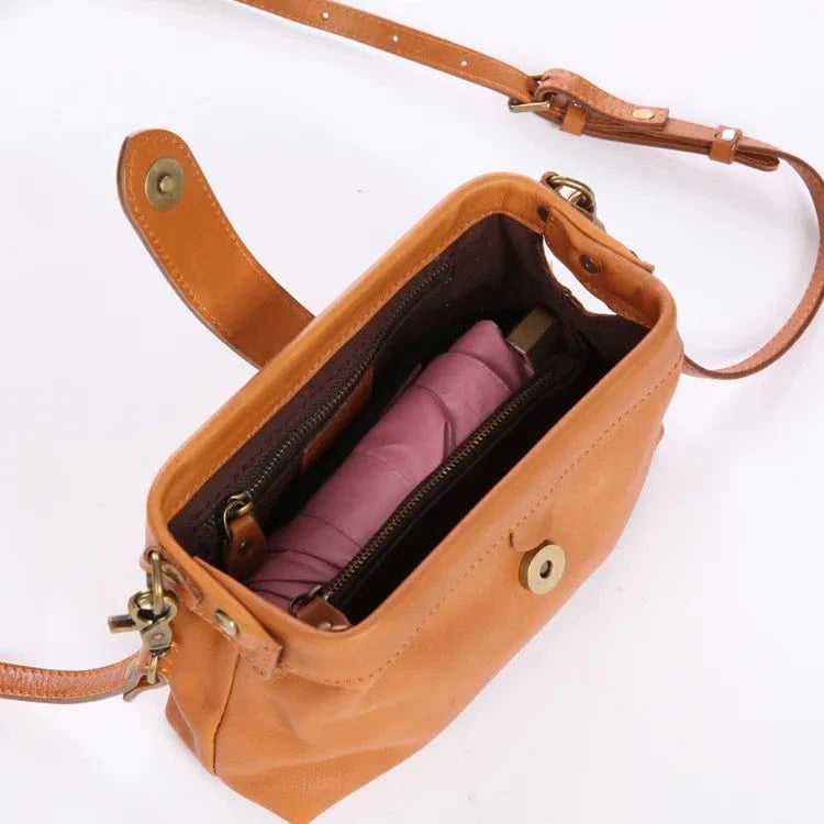 Retro Crossbody Shoulder Bag with Adjustable Straps  Women Genuine Leather Messenger Bag