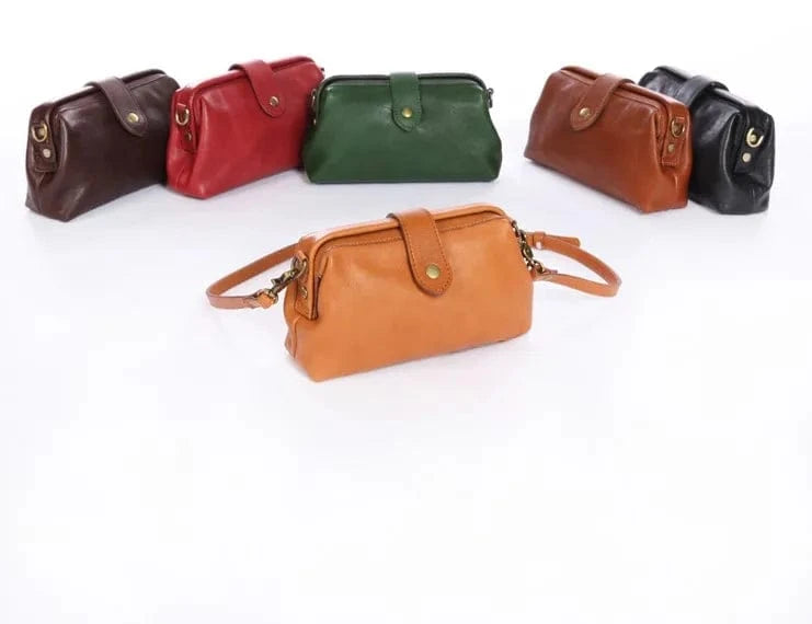 Retro Crossbody Shoulder Bag with Adjustable Straps  Women Genuine Leather Messenger Bag