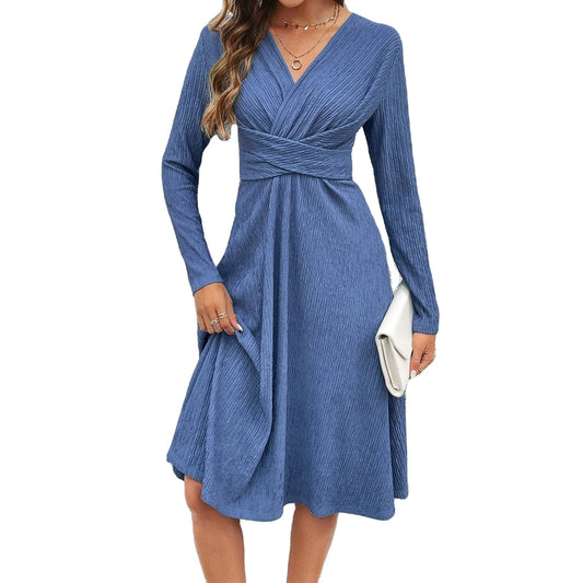 Retro skirt for Women 2023 Autumn New European and American Sexy waist Slimming Long sleeve dress