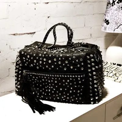 Rhinestone rivet tassel luxury bags fashion design new evening bling stone purse print leopard weekender leather women handbag