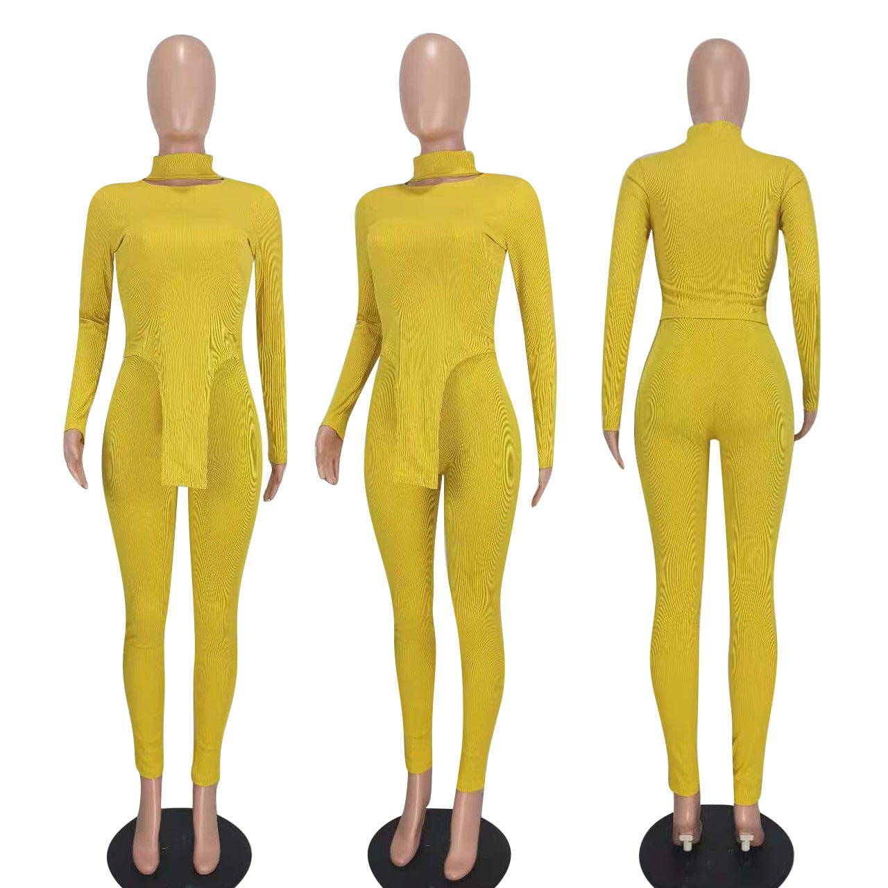 Ribbed Women Clothes Casual Solid Jogger 2 Piece Set Long Sleeve Turtleneck Two Piece Sets for Women Clothing