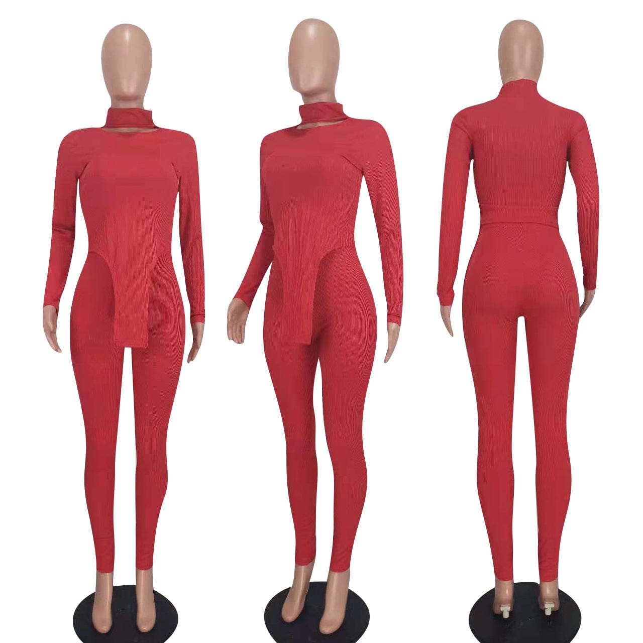 Ribbed Women Clothes Casual Solid Jogger 2 Piece Set Long Sleeve Turtleneck Two Piece Sets for Women Clothing